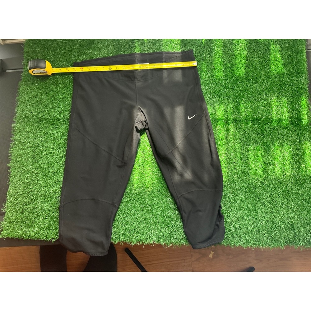 Nike Dri-FIT Womens Black Running Capri Leggings XL 586738-010 Zip Pocket